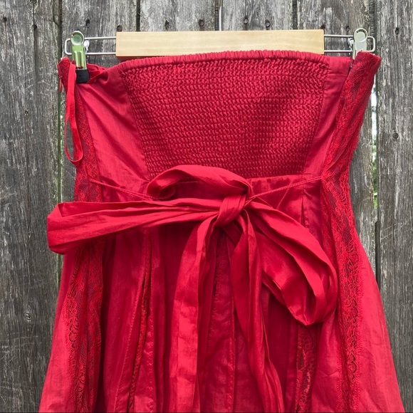 Moulinette Soeurs | Anthro Red Strapless Mini Dress NWT 6 - Picture 5 of 9